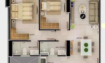 Imagem 6: Apartamento com 3 quartos, sendo 2 suítes, para alugar, 89 m² por R$ 3.000/mês - Catolé