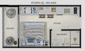 Imagem 2: Studio com sacada no Centro Cívico Curitiba