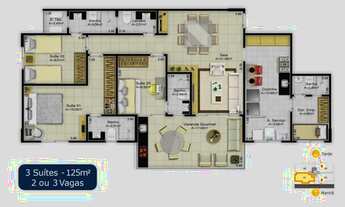 Imagem 2: Apartamento São Luís dispõe 125m² com 3 suítes e 2 vagas na garagem na Batista Campos - Be