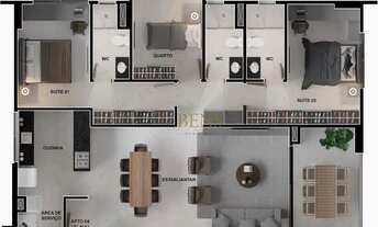 Imagem 4: Apartamento com 3 dormitórios à venda, 110 m² por R$ 616.284,88 - Jardim Tavares - Campina