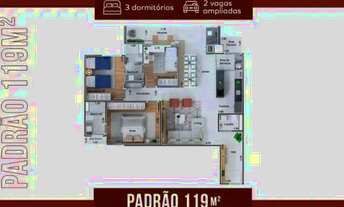 Imagem 2: Apartamento com 3 quartos à venda, 112 m² por R$ 686.372 - Vila Costa - Taubaté/SP REF: 22