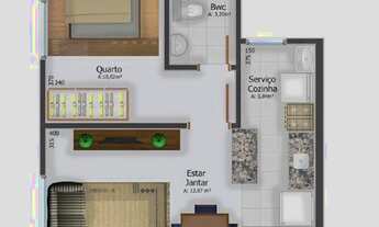 Imagem 2: Apartamento à venda, 1 quarto, sendo 1 suíte, Bairro Ilha da Figueira, Jaraguá do Sul/ SC