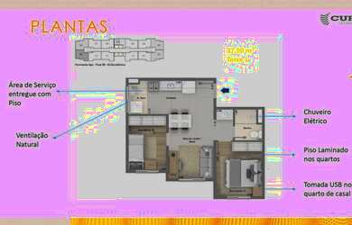 Imagem 3: Apartamento para venda possui 38 metros quadrados com 2 quartos