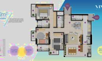 Imagem 2: Apartamento possui 100m² com 3 quartos sendo 2 suítes e 2 vagas na garagem em Marco - Belé