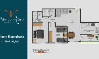 Imagem 2: Apartamento 2 Quartos (1 Suíte), 51m² com Garagem no Retiro Volta Redonda/RJ à Venda