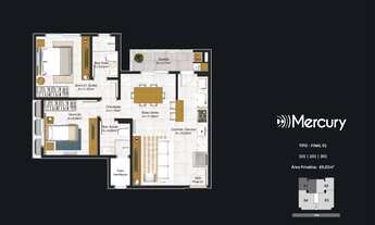 Imagem 3: Apartamento para Venda em Palhoça, Nova Palhoça, 2 dormitórios, 1 suíte, 2 banheiros, 1 va