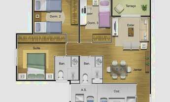 Imagem 3: 3 Dormitórios 1 Suite com 2 Vagas - Apartamento em Jundiai