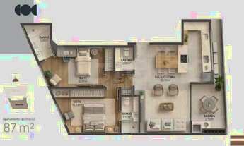 Imagem 7: Apartamento 94m² com 2 suítes e lavabo, sacada com churrasqueira, 01 vaga de garagem