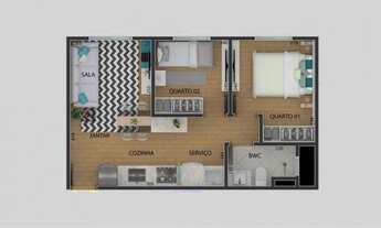 Imagem 6: Apartamento para venda possui 40 metros quadrados com 2 quartos