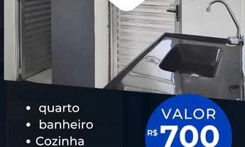 Imagem: Quarto e cozinha com área de serviço