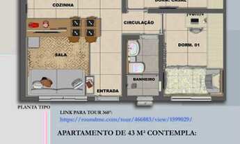 Imagem 4: Apartamento para venda possui 43 metros quadrados com 2 quartos a partir de 230.000!
