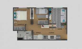 Imagem 5: Apartamento para venda possui 40 metros quadrados com 2 quartos