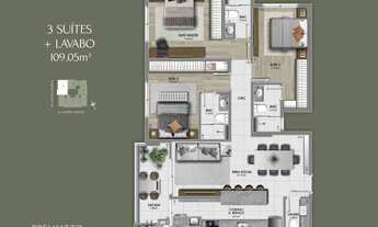 Imagem: Apartamento 3 suítes com lavabo e vaga