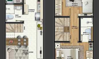 Imagem 3: CASA com 3 dormitórios à venda por R$ 440.738,00 no bairro Atuba - CURITIBA / PR