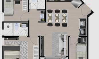 Imagem 7: APARTAMENTO com 3 dormitórios à venda por R$ 366.865,33 no bairro Cidade Industrial - CURI