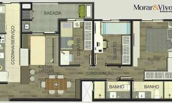 Imagem 3: Apartamento para Venda em Curitiba, Vila Izabel, 3 dormitórios, 1 suíte, 2 banheiros, 1 va