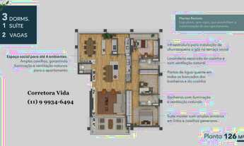 Imagem 4: Apartamentos de 126 m² com 3 quartos (1 suíte) e 2 vagas para venda na planta! Pinheiros