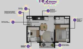 Imagem 4: Apartamento de 26 a 36 m² - 1 e 2 quartos com varanda próximo do metrô