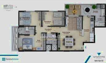 Imagem 2: Apartamento com 3 dormitórios sendo uma suíte à venda no bairro Campinas - São José/SC