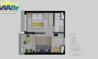 Imagem 2: Apartamento Studio Kitnet 1 Dormitório Suíte Andar Alto À Venda, 26 m² por R$ 430.000 - Vi