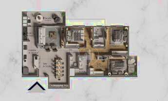 Imagem 2: Apartamento com 3 dormitórios à venda, 123 m² por R$ 924.262,51 - Barreiros - São José/SC