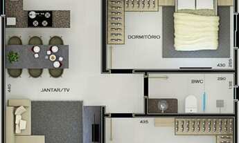 Imagem 4: Apartamento para Venda em Cascavel, Recanto Tropical, 1 dormitório, 1 suíte, 2 banheiros