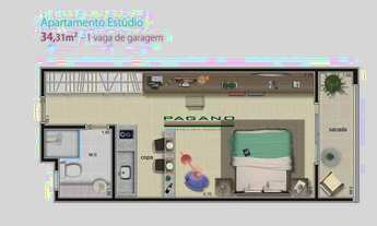 Imagem 6: Apartamento com 1 dormitório para alugar, 35 m² por R$ 2.359,22/mês - Santa Cruz do José J