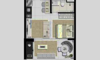 Imagem 2: Apartamento com 33m2 no Brooklin Paulista - Quadra de Tênis Exclusiva