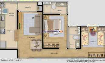 Imagem 7: Apartamento para Venda - 56.77m², 2 dormitórios, sendo 1 suites, 1 vaga - Camaquã