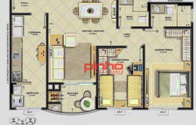 Imagem 2: Apartamento com 2 dormitórios à venda, 105 m² - Barreiros - São José/SC