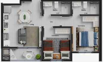 Imagem 6: Apartamento 1 Suite + 1 Quarto - Itajai/SC - São Vicente