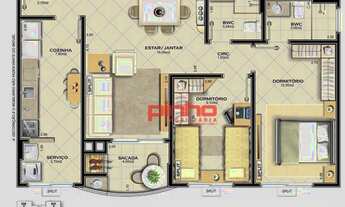 Imagem 2: Apartamento com 2 dormitórios à venda, 67 m² - Barreiros - São José/SC