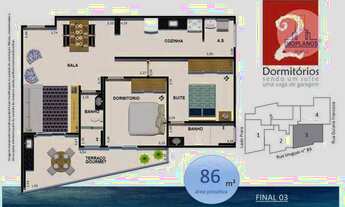 Imagem 3: Apartamento com 2 dormitórios à venda, 92 m² por R$ 471.092,00 - Vila Guilhermina - Praia