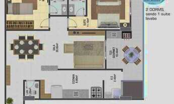 Imagem 1: Apartamento com 2 dormitórios à venda, 70 m² por R$ 480.000,00 - Canto do Forte - Praia Gr