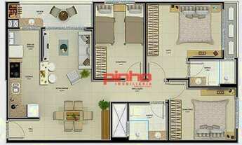 Imagem 4: Apartamento com 3 dormitórios à venda, 80 m² por R$ 437.837,71 - Pagani - Palhoça/SC