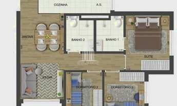 Imagem 5: Apartamento de 53m² com 3 dormr/1 suíte, 1 vaga no Fit Casa Rio Bonito - Socorro