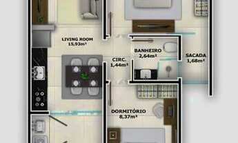 Imagem 6: Apartamento para Venda em Joinville, Boa Vista, 2 dormitórios, 1 banheiro, 1 vaga