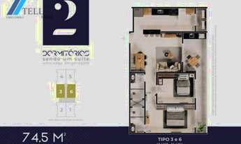 Imagem 4: Apartamento em Praia Grande Canto do Forte 2 Dormitórios