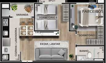 Imagem 4: Apartamento com 2 dormitórios à venda, 63 m² por R$ 373.000,00 - Capão Raso - Curitiba/PR