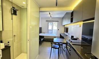 Imagem 4: Studio mobiliado com VAGA no Edifício Ravi Mercês, Sacada com churrasqueira - Curitiba - P