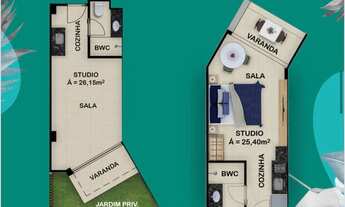 Imagem 3: Apartamento para venda possui 25 metros quadrados com 1 quarto