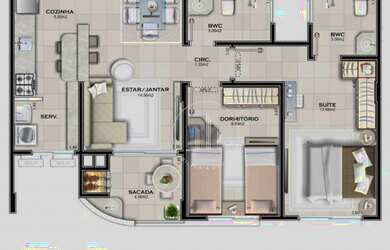 Imagem 2: Apartamento com 2 dormitórios à venda, 67 m² por R$ 450.000,00 - Capoeiras - Florianópolis