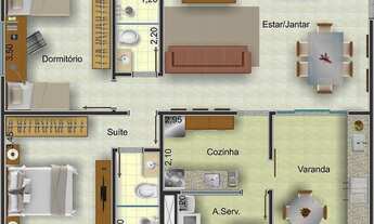 Imagem 7: Apartamento com 2 dormitórios para alugar, 77 m² por R$ 2.459,00/mês - Vila Aprazível - Ja