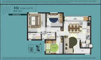Imagem 4: Apartamento Bueno Andar Alto 80m² Apartamento com 3 Quarto(s) e 2 banheiro(s) à Venda, 80
