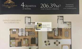 Imagem 3: Cobertura com 4 dormitórios à venda, 206 m² por R$ 1.200.000,00 - Vila Formosa - Jacareí/S