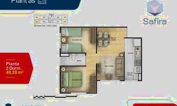 Imagem 7: Apartamento para venda possui 40 metros quadrados com 2 quartos