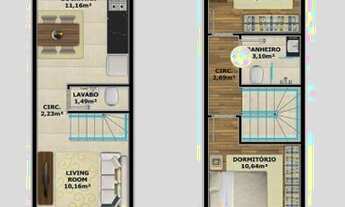 Imagem 5: Geminado para venda com 68 metros quadrados com 2 quartos no Jardim Iririú - Joinville - S