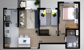 Imagem 2: Apartamento com 2 dormitórios à venda, 47 m² por R$ 296.400,00 - Vila Camilópolis - Santo