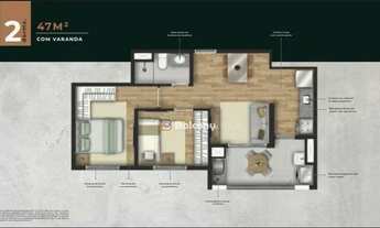 Imagem: Apartamento na planta com 2 dormitórios