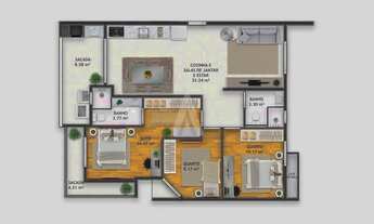 Imagem 3: Apartamento com 1 suíte e 2 quartos à venda no bairro Saguaçu em Joinville-SC por R$659.98